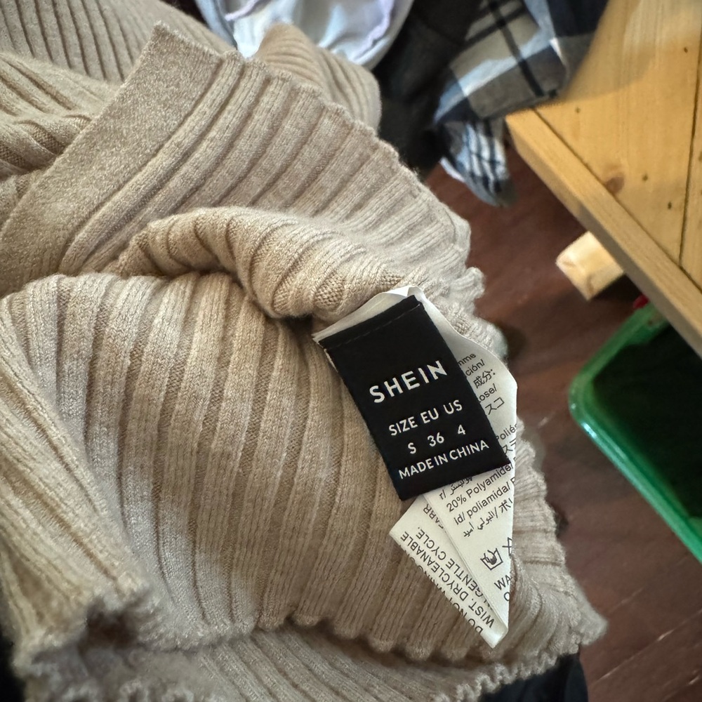 SHEIN Tan Ribbed Mini Dress - Picture 3 of 3